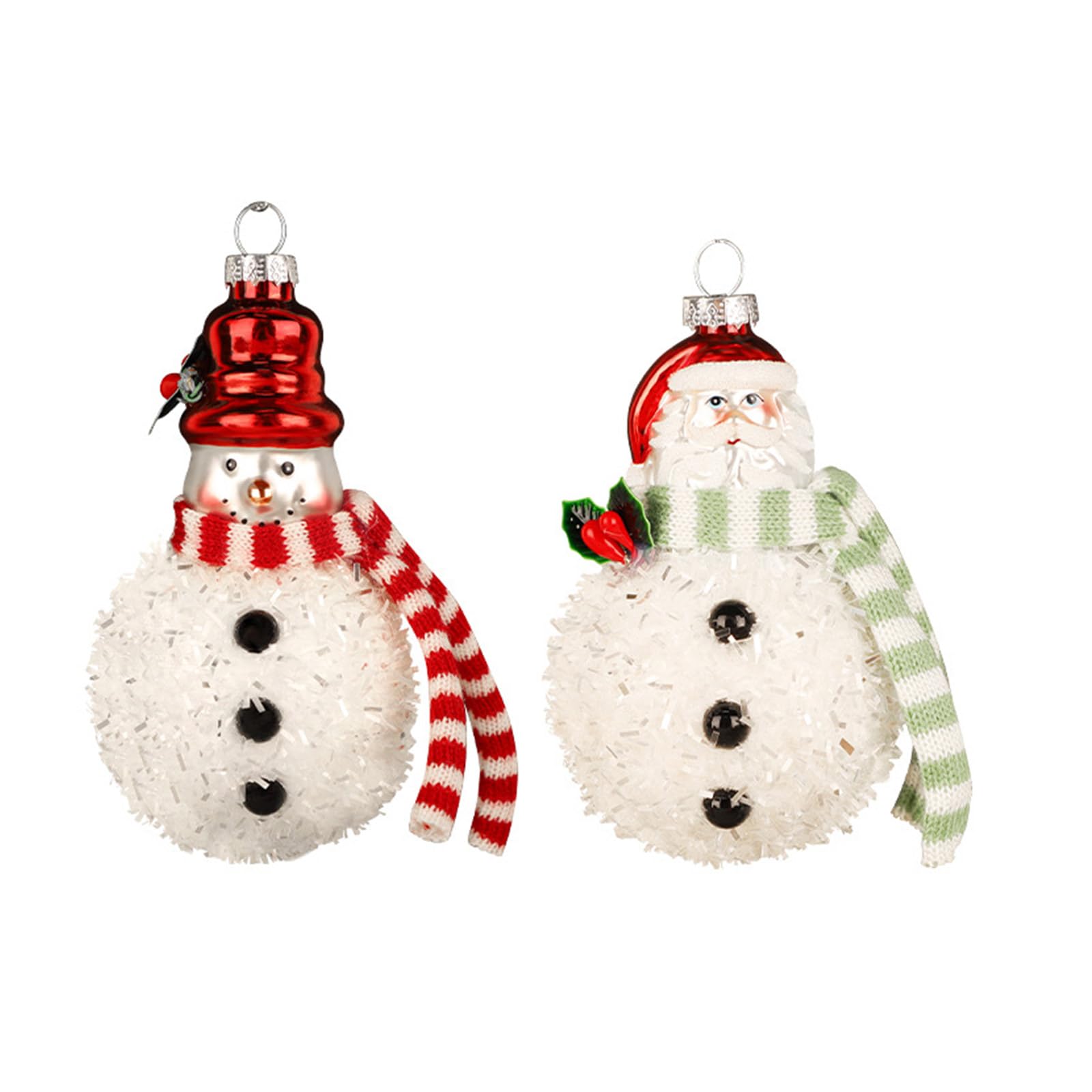 Boules de Noël Père Noël et bonhomme de neige (lot de 2) pour décoration de fenêtre