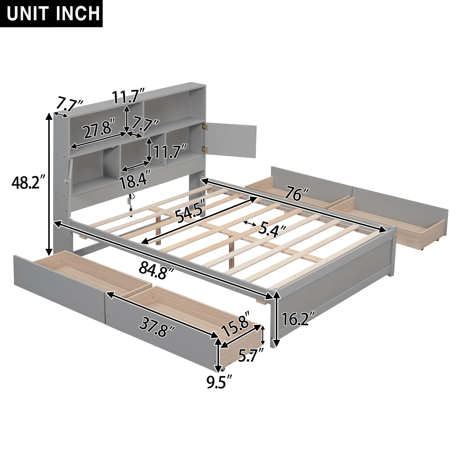 Amazon.com: LostCat Full Size Bed with 4 Drawers and Storage