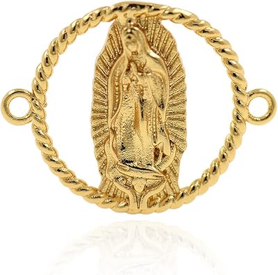 Gold Virgin Mary Connector Links,Lady Guadalupe Charm for Personalized Jewelry Making 23x18mm 10Pcs