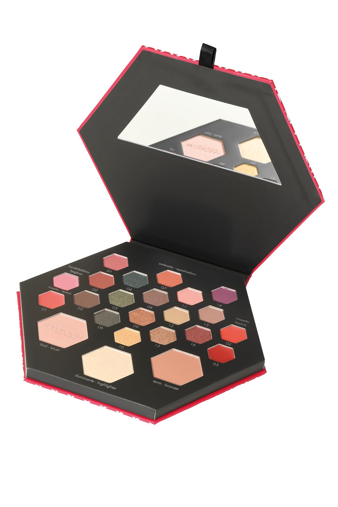 Deborah Milano - Trousse Set Regalo Donna Make Up Beauty Gift n.2 Small Toni Caldi, Include Palette di Ombretti, Gloss, Rossetti e Polveri Viso dai diversi Finish e Colori, in Carta FSC