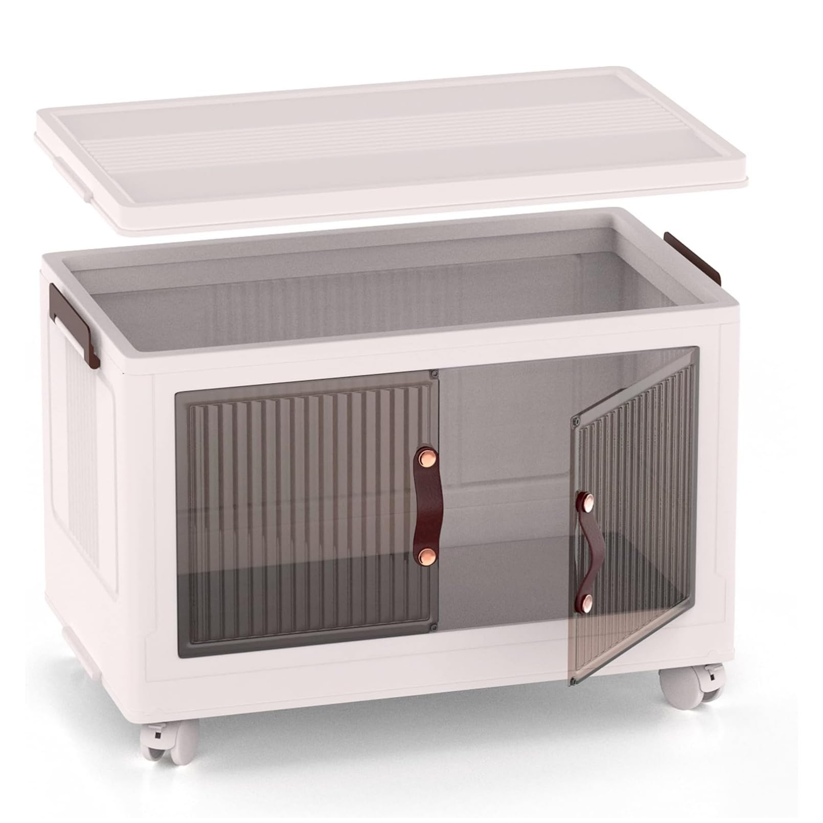 FohomeCloset Organizers and Storage, Collapsible Storage Bins, Plastic Storage Bins with Lids for Closet Organizer, Folding Storage Boxes Set, Stackable Storage Bins for Clothes Organizers (L 1)