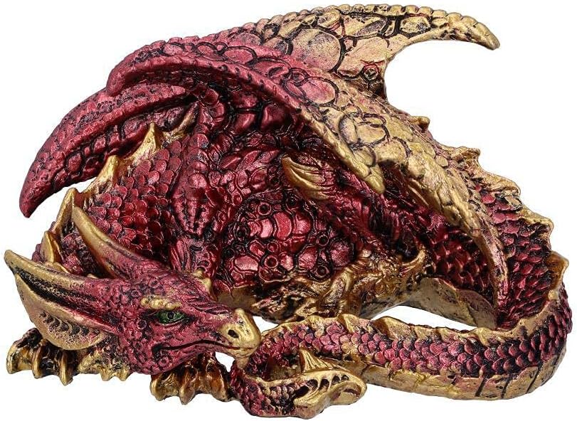 Aaden Red and Golden Resting Dragon Figurine, 10.2cm, U5289S0