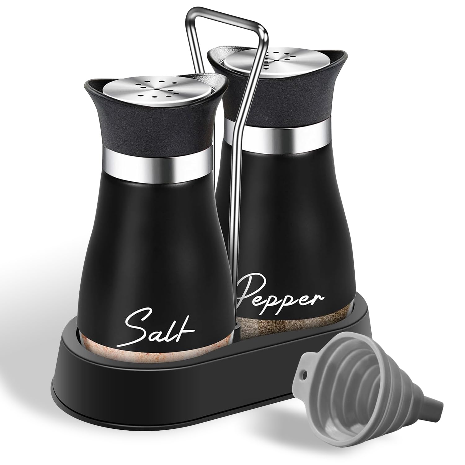 Juego De Salero Y Pimentero De Vidrio Con Tapa De Acero Inoxidable Dorado, 150 Ml, Recargables, Para Cocina Y Mesa