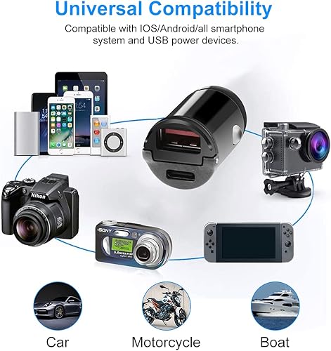 Miniatura 5 de MTAKYI Paquete de 2 cargadores USB C para automóvil, doble puerto más pequeño de 30 W PD y 30 W QC3.0, adaptador de cargador rápido para automóvil,