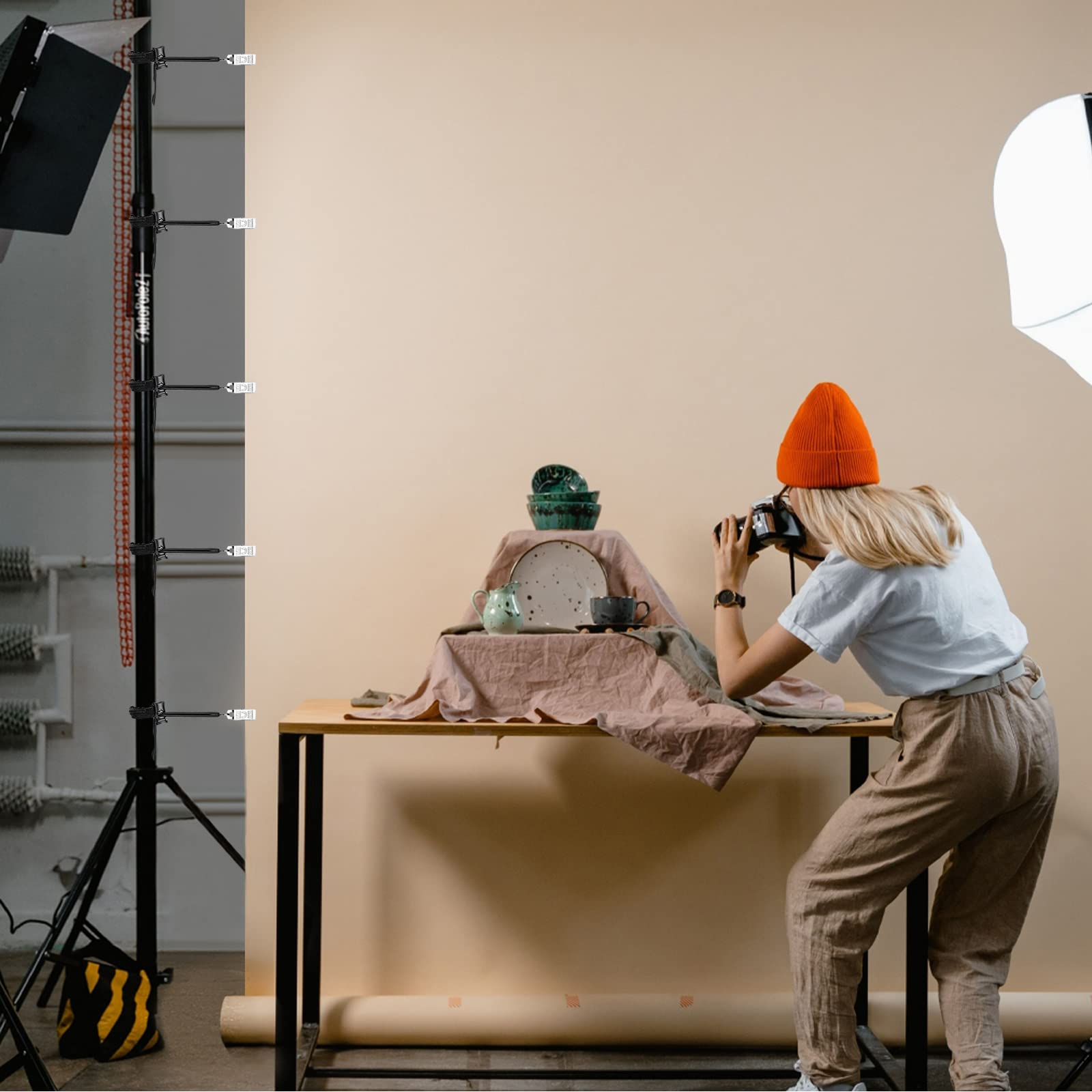 Clip Per Sfondi Fotografici 16 Pezzi - Morsetti In Metallo Con Cordino Elastico, Per Set Fotografia E Video - Foto 4