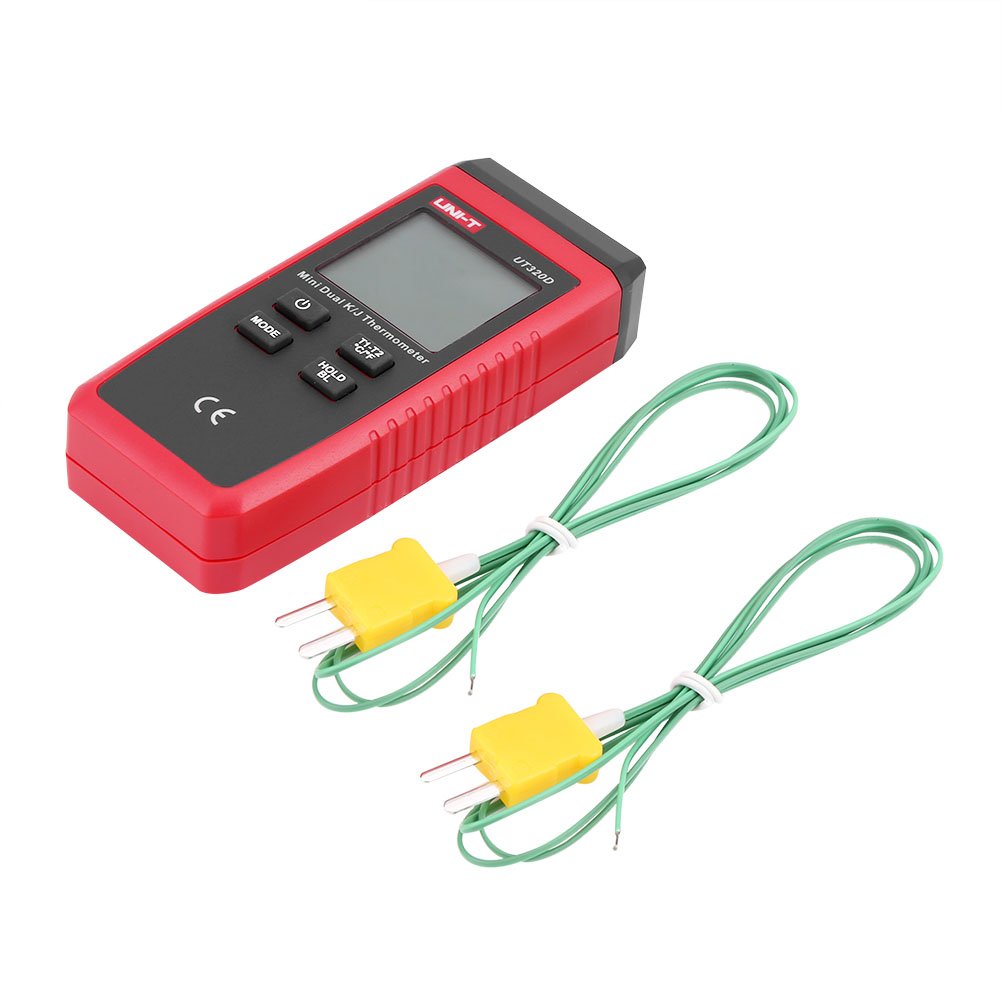 Fdit Termometro Digitale K/J termocoppia, UT320A UT320D -50 ℃ -1300 ℃ Termometro con Display LCD C/F Retroilluminazione(UT320D)