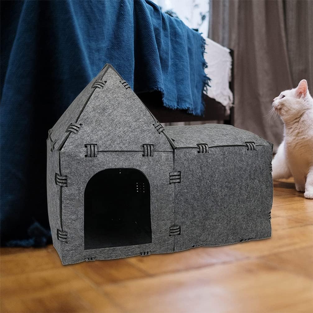 balacoo Felt Cat Tunnel House Creative Pet Plaything Indoor Cat Housing Compact Design Bright Colors for Enrichment Exercise Felt Material Relax