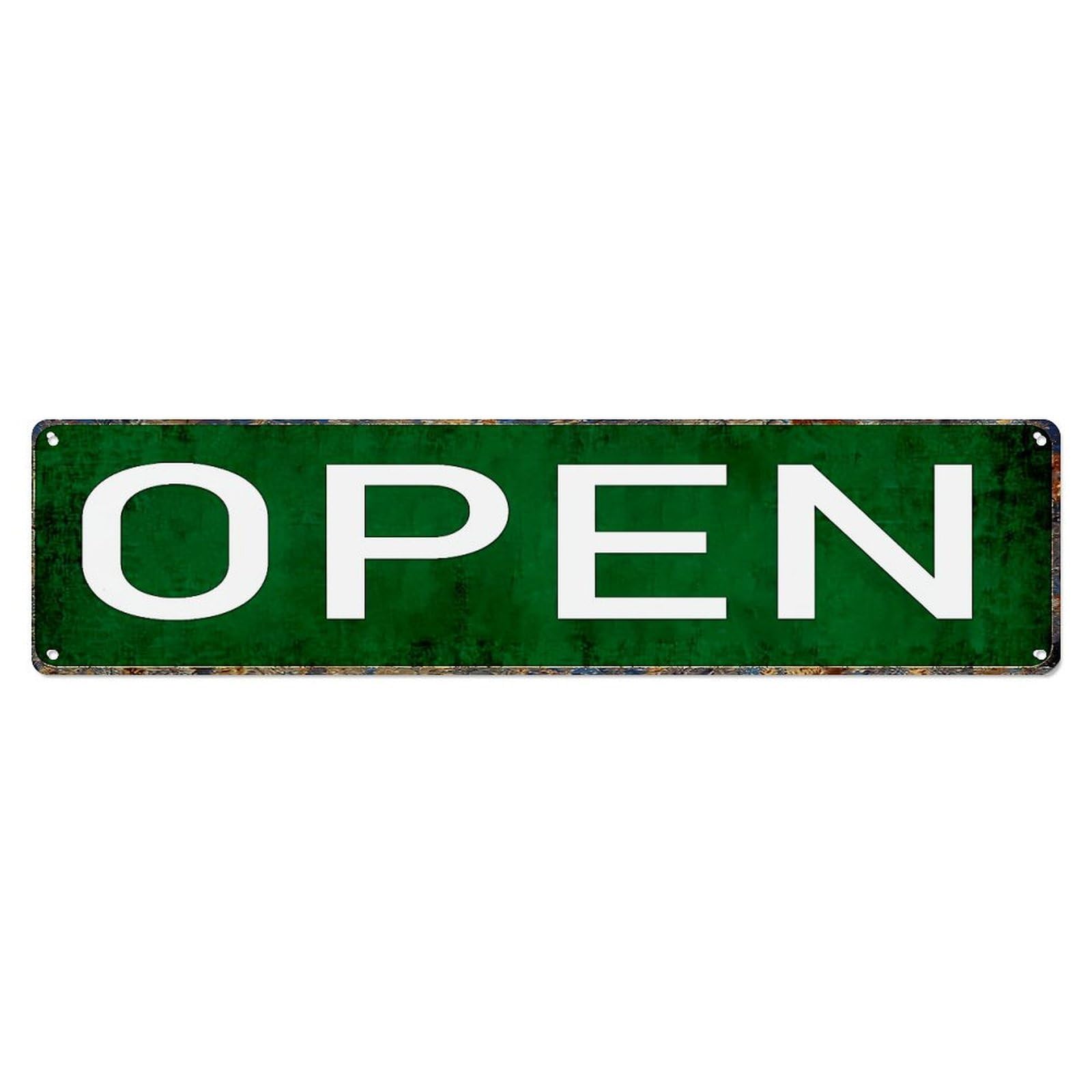 Jdyansheng Vintage Open Sign Green Background Tin Sign Metal Poster Metal Signs For Home Man Cave Bar Cafe Kitchen Laundry Room Wall Decorations 4X16 Inches