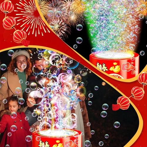 Image of SHAKTISM Tower Bubble Maker Machine, Automatic Bubble Blower for Kids & Parties, Toys with Lights & Sounds Fireworks Effect for Outdoor Indoor Party Wedding Lawn Decoration, Red