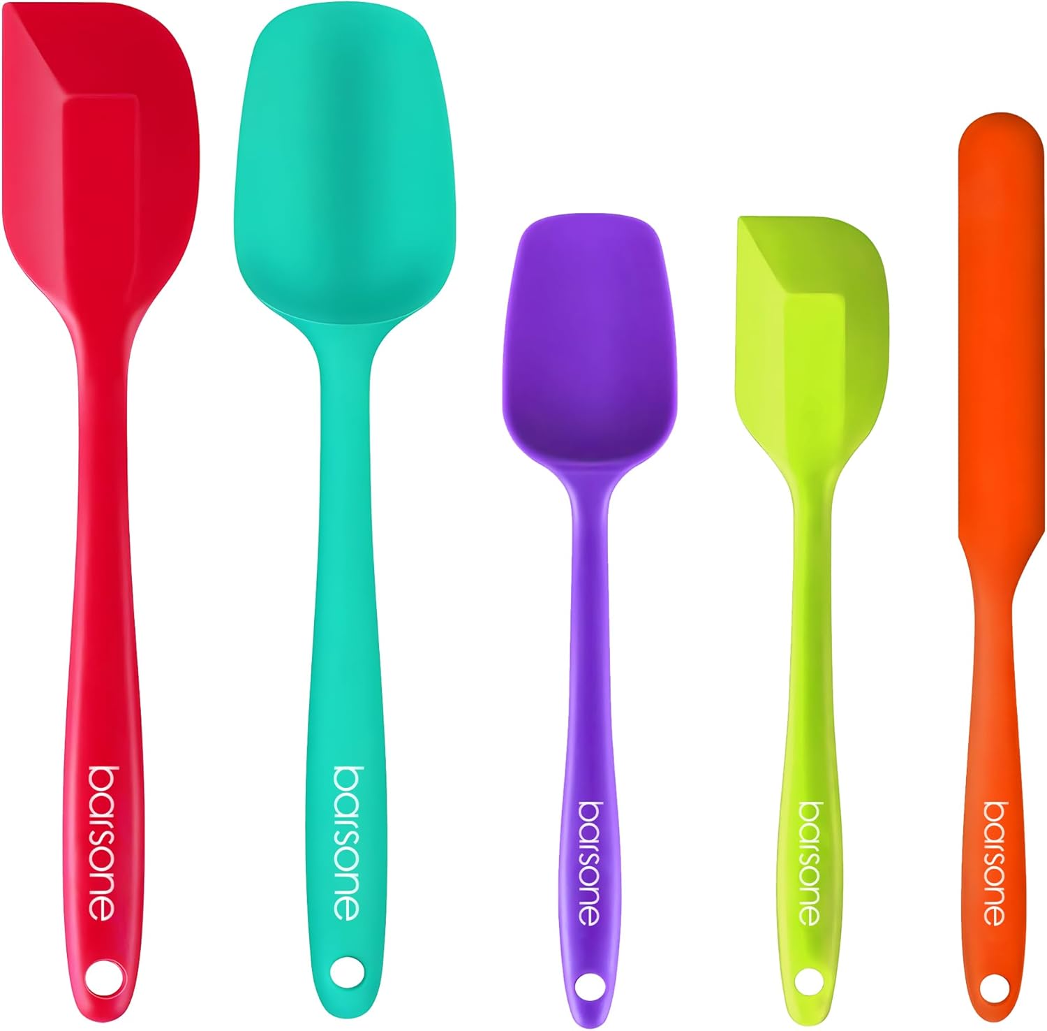 5-Piece Silicone Spatula Set - Heat Resistant 446°F Food Grade BPA Free, Nonstick Cookware Safe Dishwasher Safe Kitchen Tools for Baking, Cooking, Stirring, Multicolor
