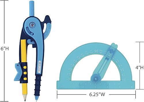 Miniatura 2 de BAZIC Products Juego de geometría con brújula de lápiz, regla de escala, lápiz de madera HB, brújula y transportador para estudiantes y