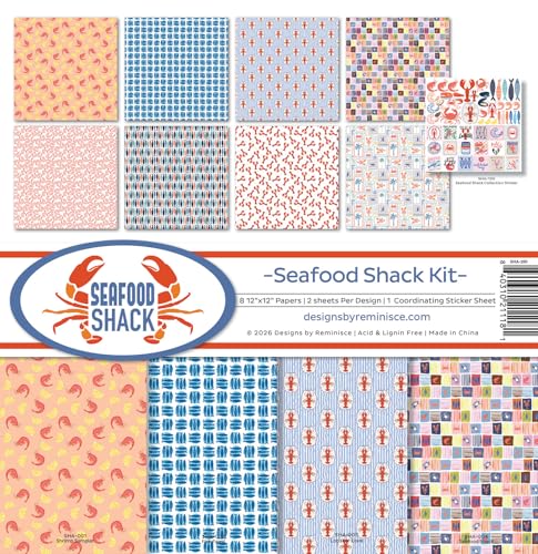 Kit de collection de scrapbooking Reminisce Seafood Shack pour albums marins
