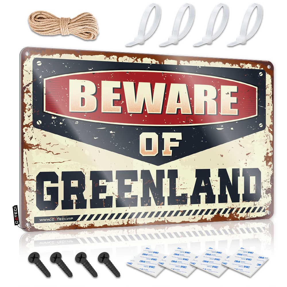 STWNVOITV Funny Home Sign Beware Of Greenland Sign Dorm Room Door Sign Signs For Man Cave(30X40CM)