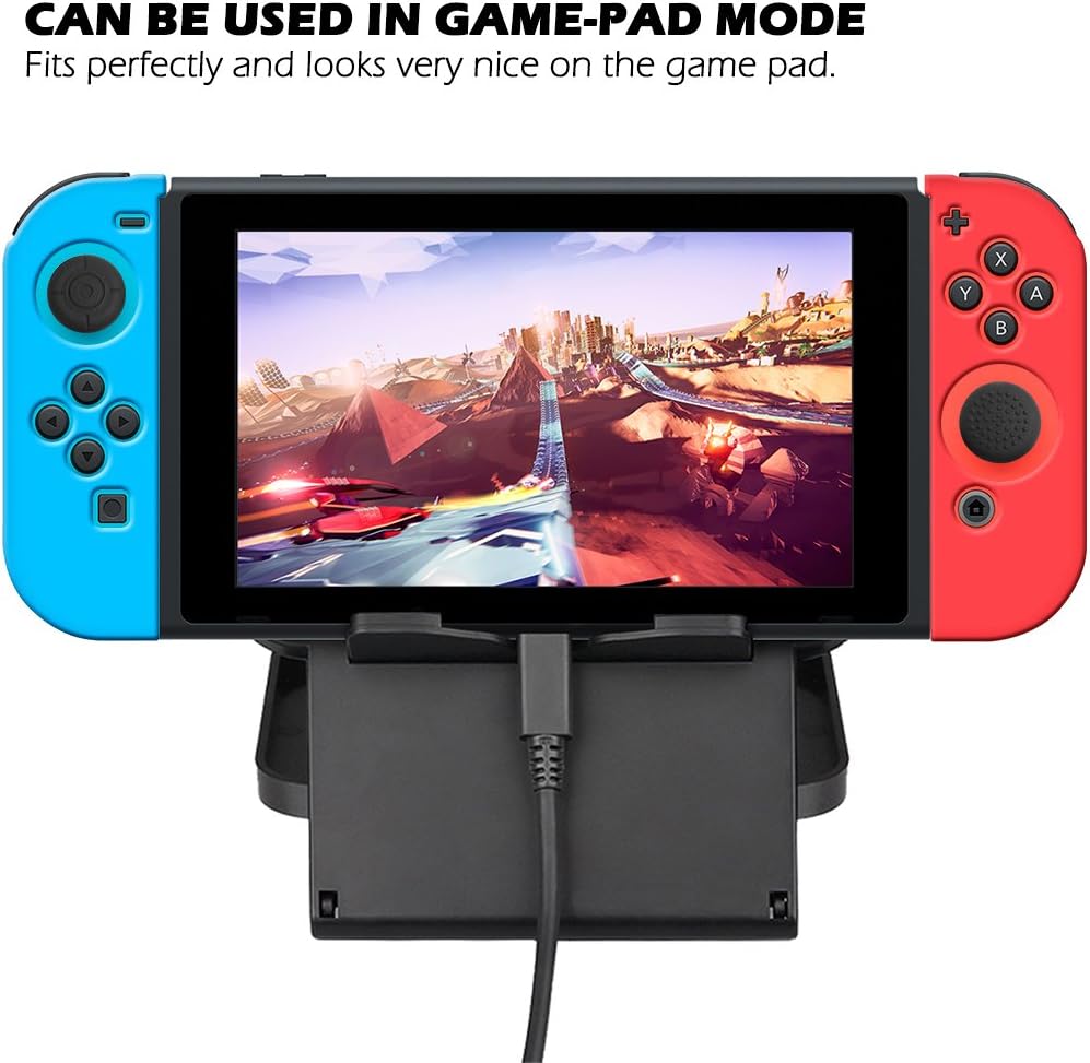 Protective Case Compatible with Nintendo Switch Joy-Con Controller with Thumb Caps, SENHAI 2 Pack Anti-Slip Silicone Grips Covers with 16 Thumb Stick Pads - Black, Blue + Red - Image 6