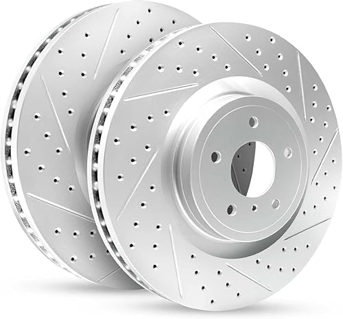 R1 Concepts Frenos traseros y rotores  Rotores de freno ranurados perforados traseros  Rotores de freno de disco traseros  Compatible con Audi A3