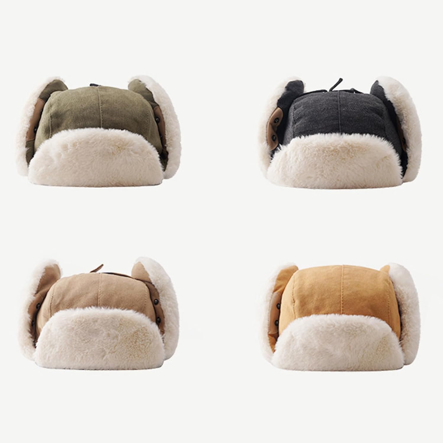 Mens Womens Winter Hats Russian Trapper Ushanka Hats Warm Faux Fur Shearling Cap with Ear Flaps