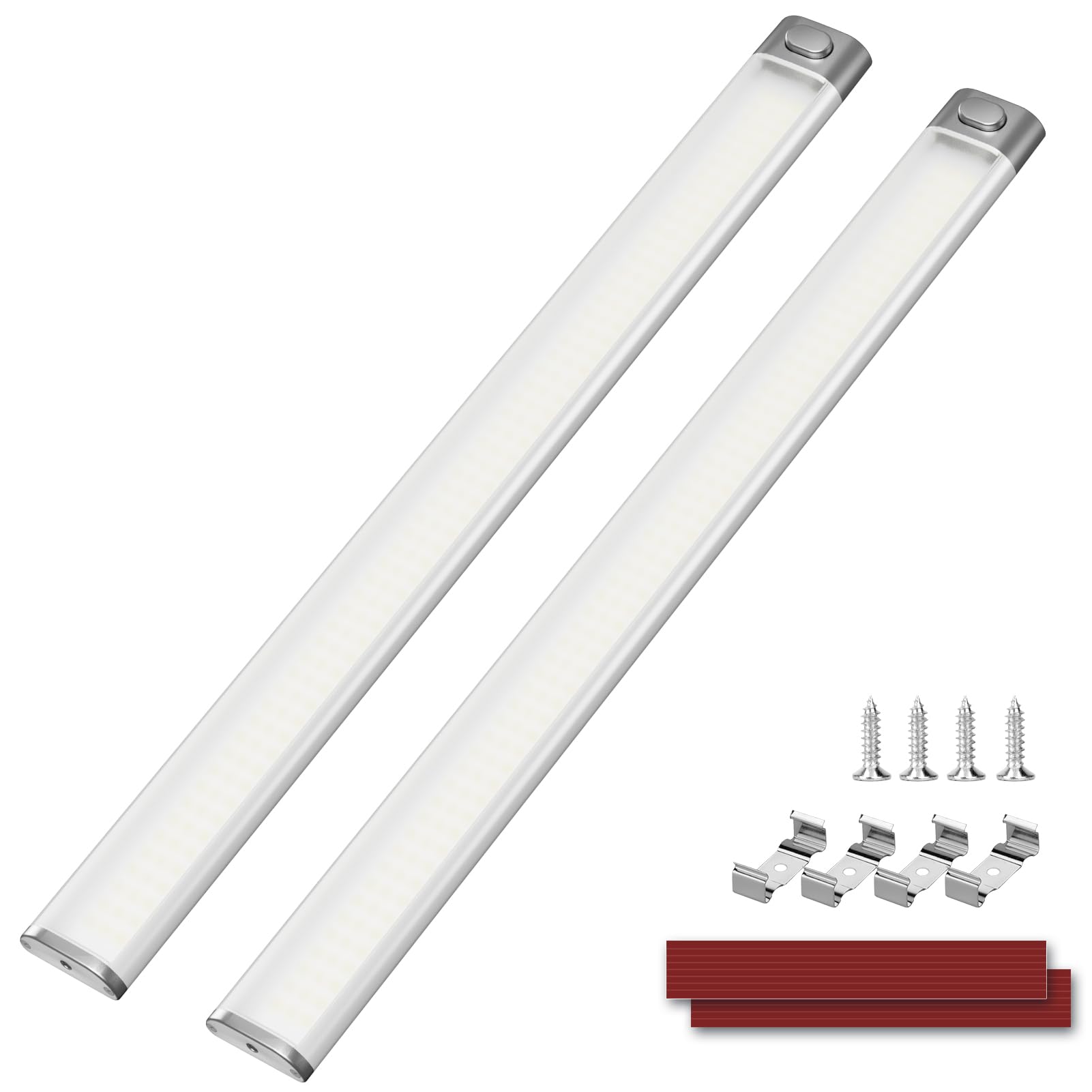 Kriogor 168 LED Innenbeleuchtung, 2 Stück 12V Leiste 2000LM 8W Led Lampe Wohnmobil mit Schalter, 40CM 6000K KFZ Beleuchtung Leiste für Auto Van Bus Caravan Boot Küche LKW Universal