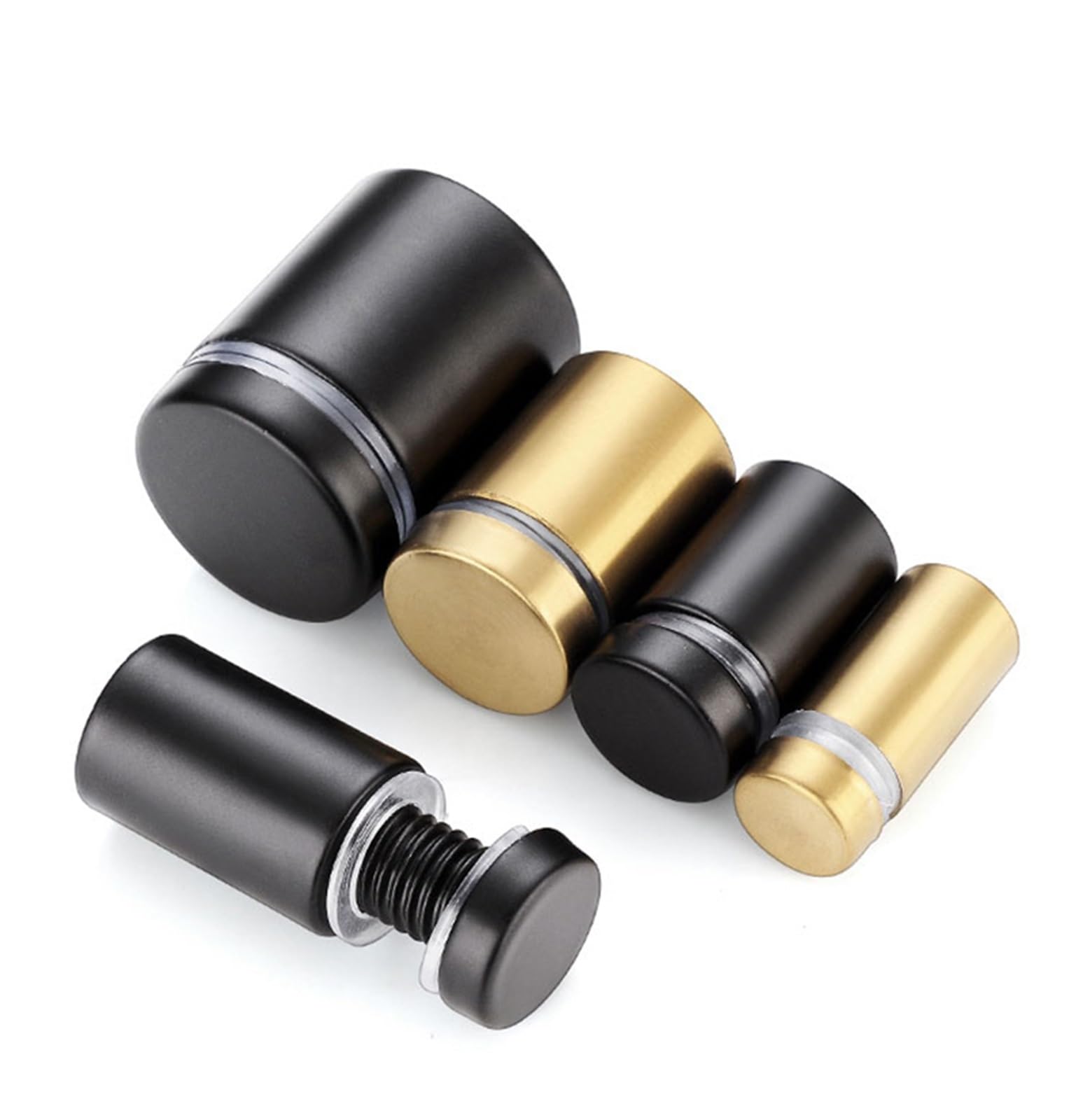 Separadores de Pared 12 Uds marco de imagen signo separador clavo soporte montaje en pared acero inoxidable publicidad tornillo fijación(Gold 19x30mm)