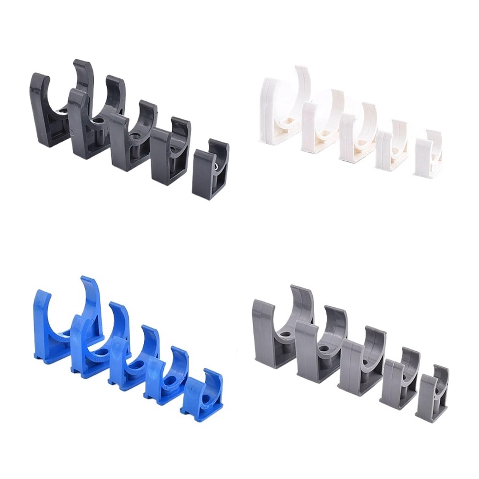 Plastikowe klipsy do węży 10 szt. 20~63mm zacisk rurowy PVC szary/biały/niebieski plastikowy zacisk w kształcie litery U uchwyt na rurę ogrodową do wody(Light Color,50mm)