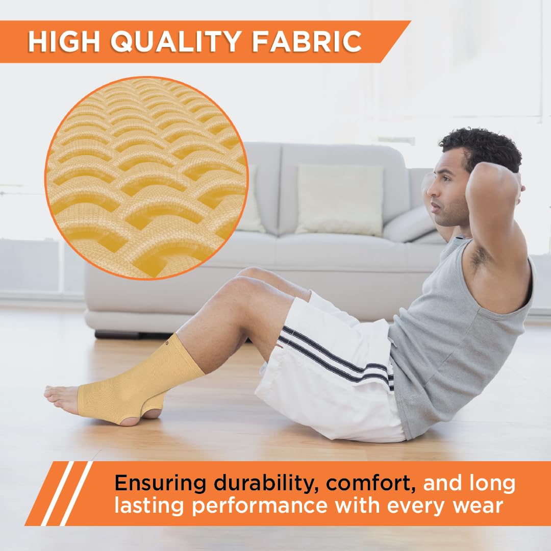 Vissco Anklet, Ankle Support for Injured Ankles, Arthritic Pain, Swelling, Stiff Joints, Pain Reliever for Strained or Sprained Ankles - Small (Beige) - Image 4 thumbnail