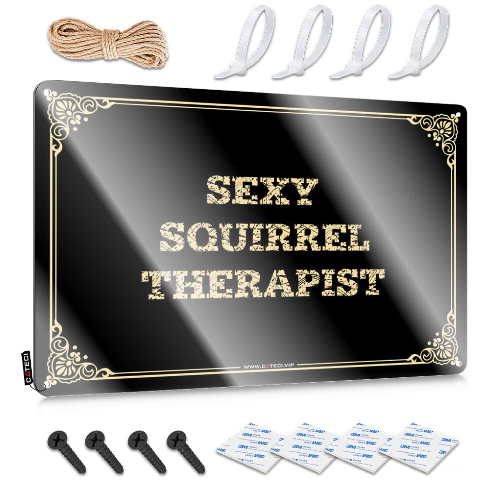 Sukecupqz Women's Colour Garage Signs Funny Sexy Squirrel Therapist Tin Sign(30X40cm)