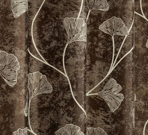 Image of Exporthub Glossy Shine 3D Floral Digital Printed Brown Colour Window Curtains 6 feet Long Set of 2 Pc, for Living Room and Bedroom (EHSPR069 64)
