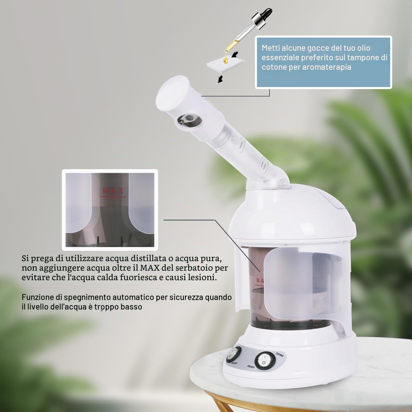 Sauna Facciale, Vaporizzatore Nano Ionico Spa Viso, Atomizzatore Vapore per Pulizia Punti Neri Pori