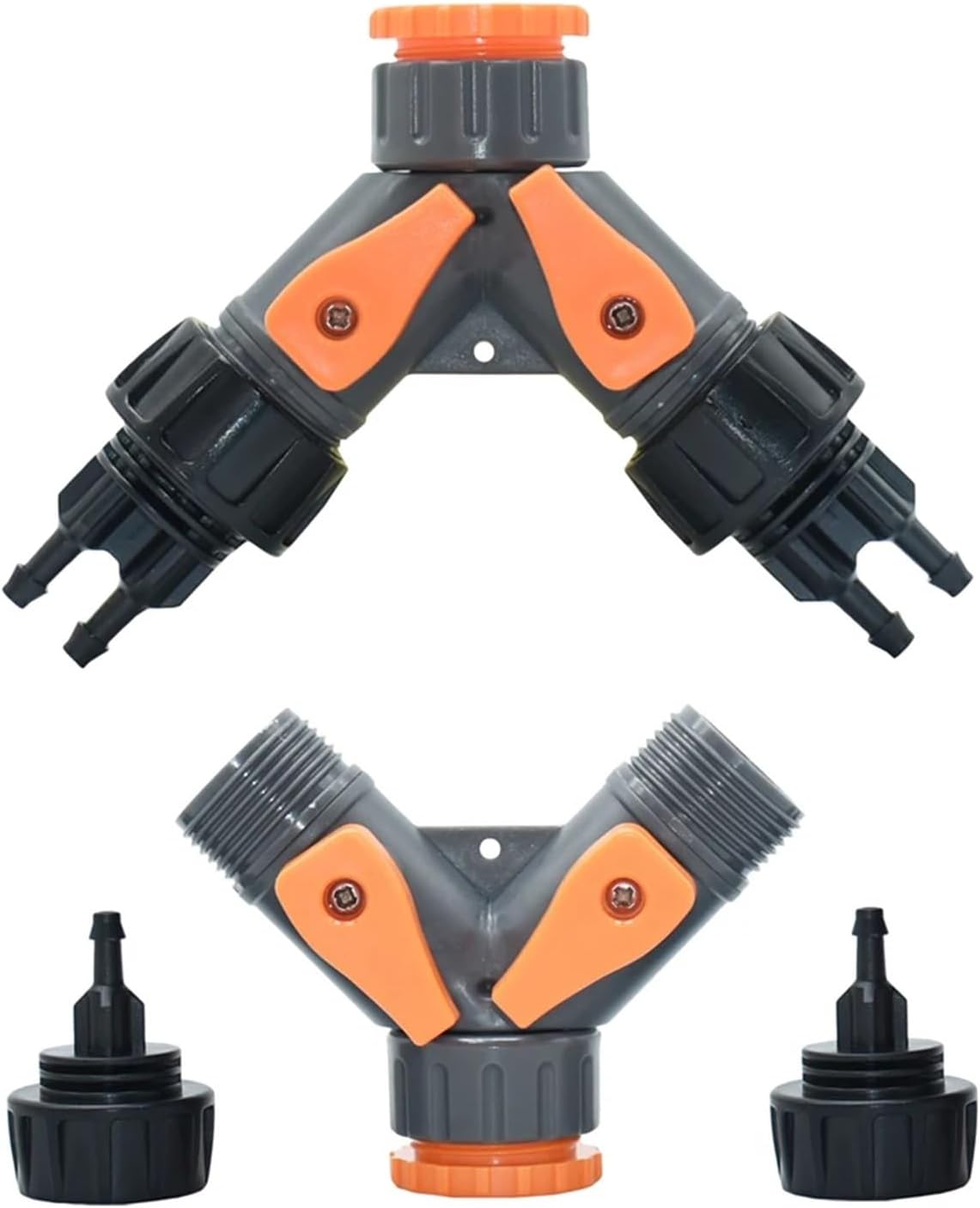 1/4" 2/4-Way Garden Tap Hose Water Splitter Female 1/2 3/4 Thread to 4/7mm Connector Y Irrigation Valve(4-way)