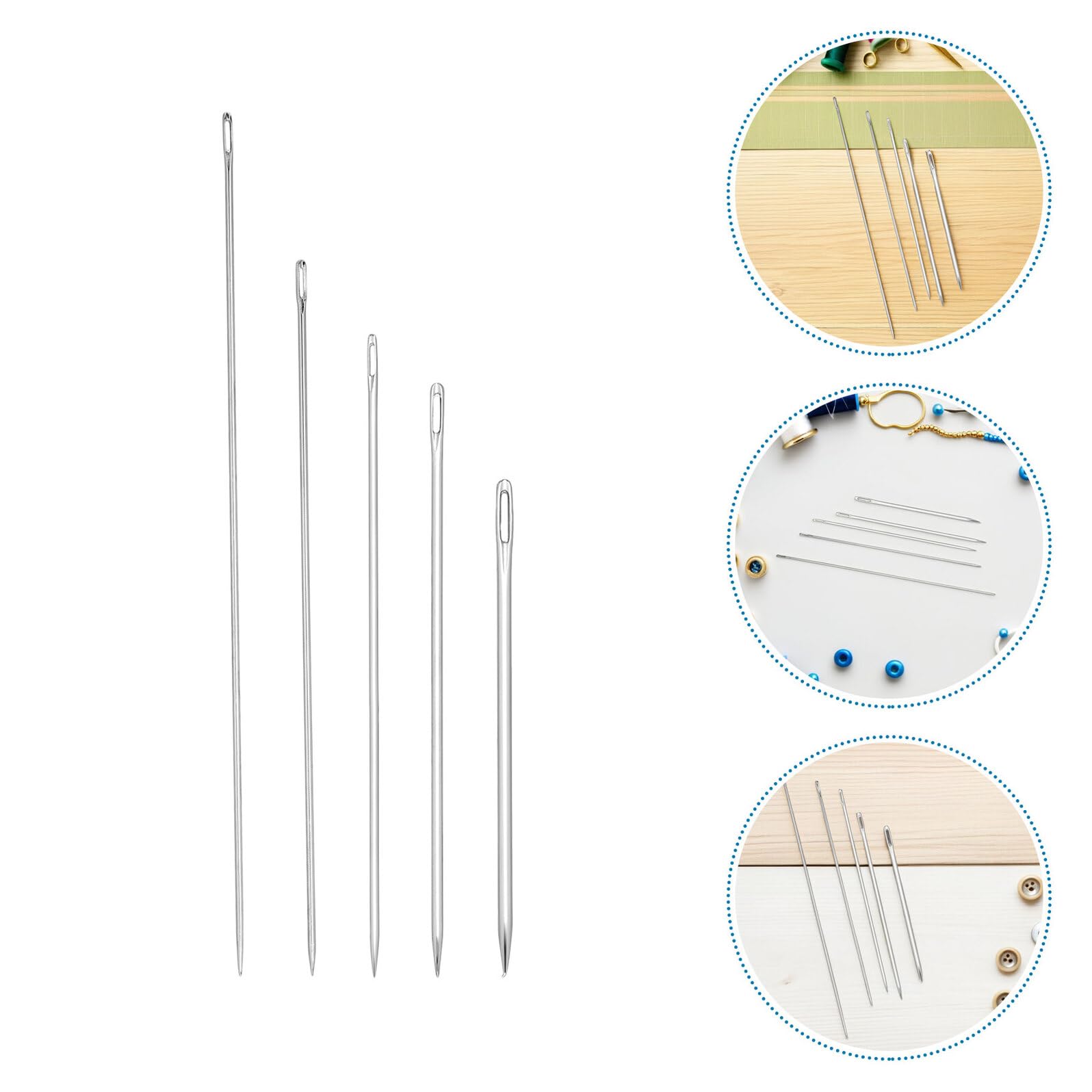 WEKAMOS 25 Agujas de Coser Metálicas Extralargas de Alta Resistencia para Acolchado y Bordado, Herramientas Manuales para Reparación y Costura de Telas Gruesas