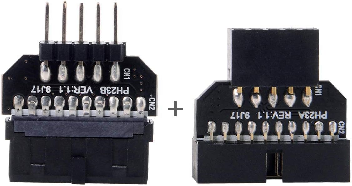 cablecc 1set Reversible USB 2.0 9Pin Housing to Motherboard USB 3.0 20pin Header Female Adapter
