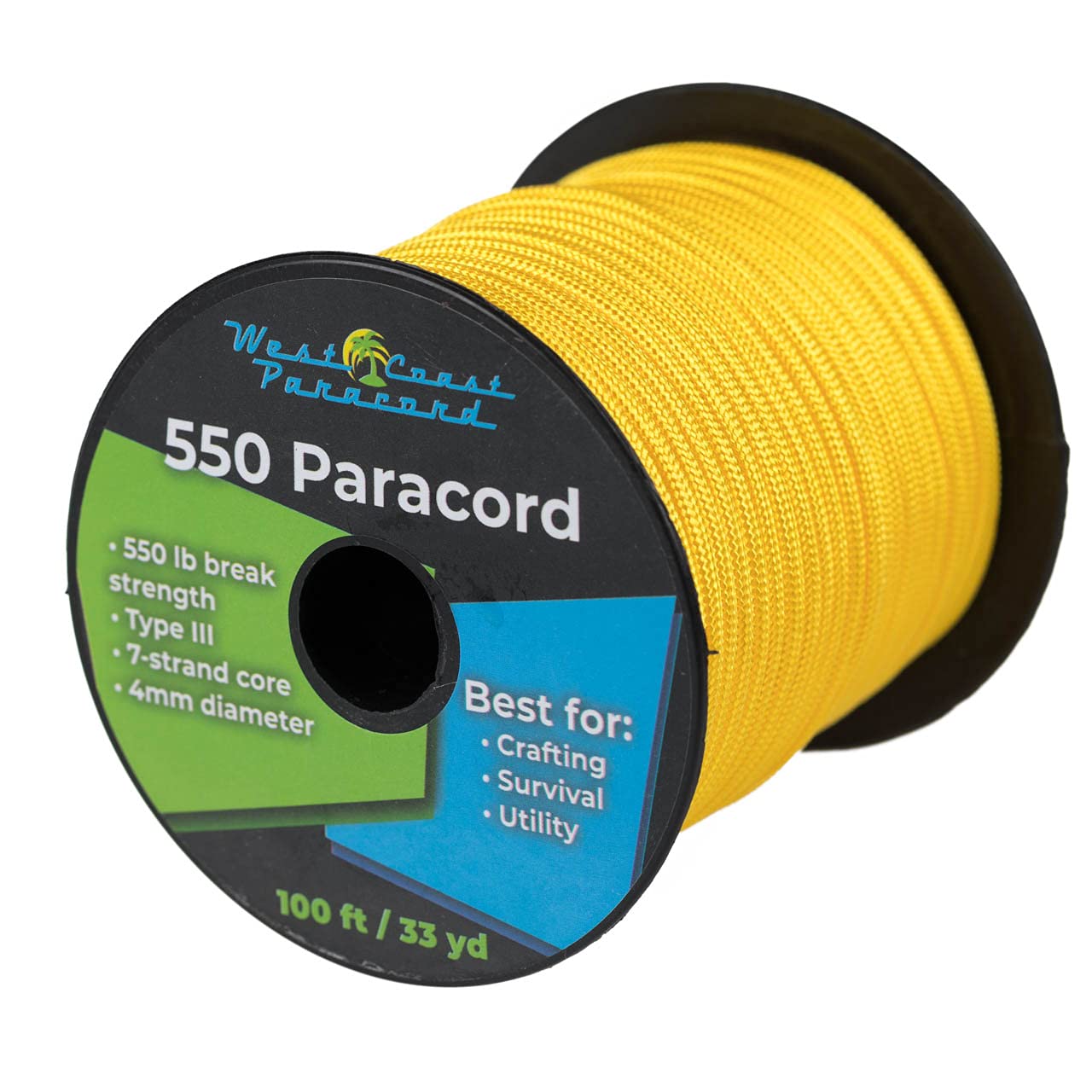 West Coast Paracord Corda da paracadute in paracord da 50, 100, 300, 300 m, 250 kg, ideale per campeggio, kayak