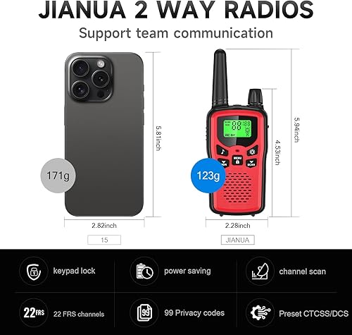 Miniatura 3 de Walkie Talkies recargables de largo alcance para adultos, Walky Talky VOX con 22 canales FRS, 99 códigos de privacidad de radio bidireccional,