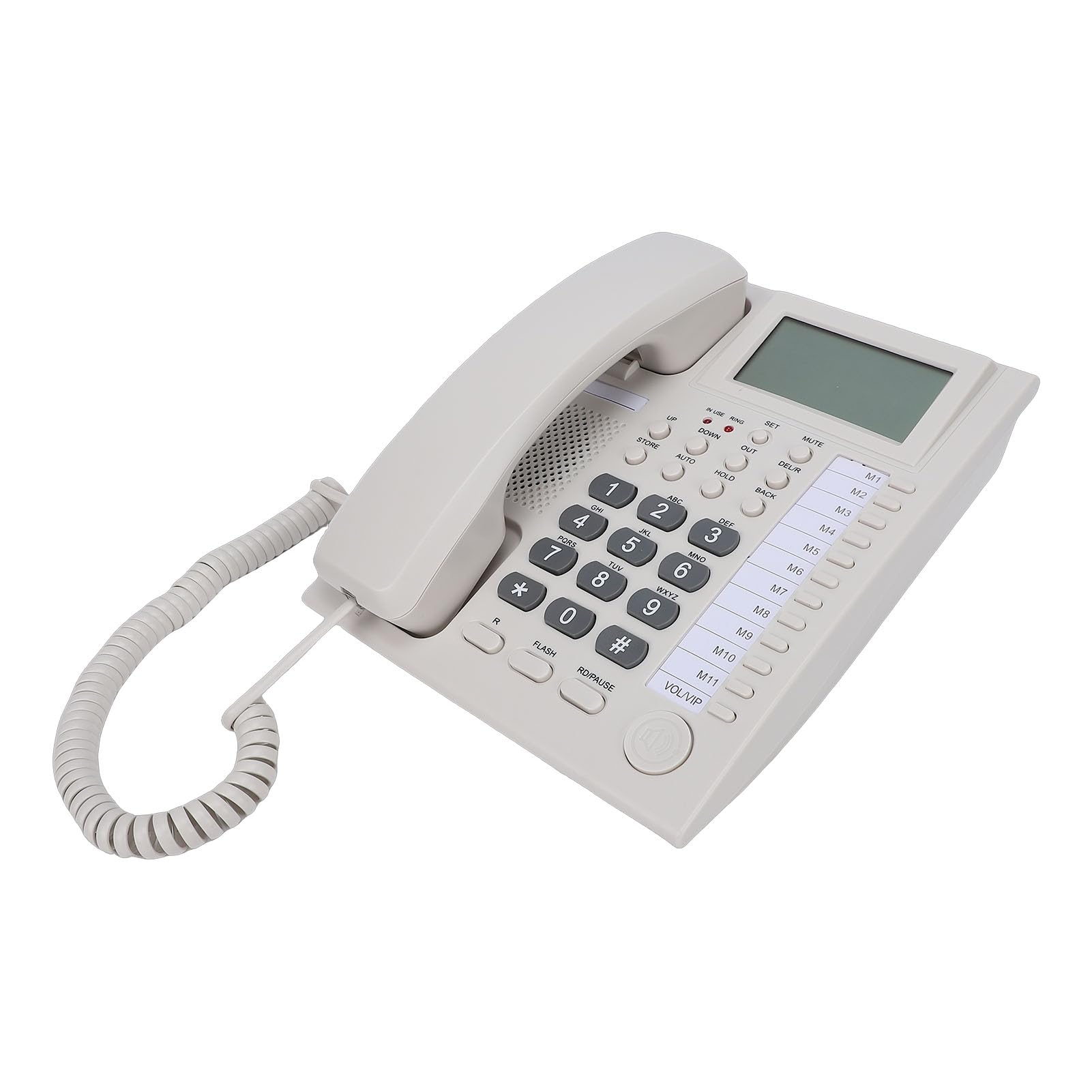GOWENIC Telefono con Filo con ID Chiamante con Pulsante Grande |Altoparlante Vivavoce con Display a 16 Cifre, Sveglia, Telefono da Scrivania per l'ufficio di Casa, Hotel