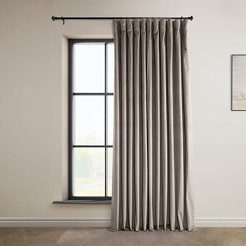 HPD Half Price Drapes Signature Plush - Cortinas opacas de terciopelo extra anchas para dormitorio (1 panel), 100W X 96L cortinas opacas negras de