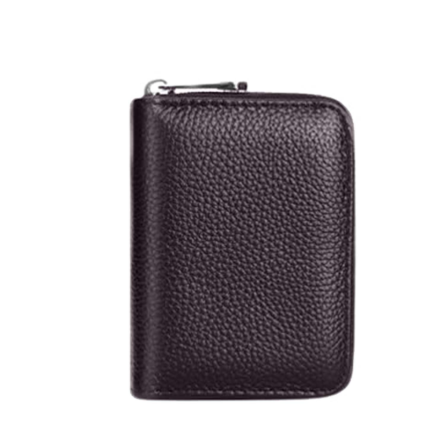 PU Leather Credit Debit Card Holder Wallet Card Case ID Case Organizer Holder Zipper Wallet Coin Purse for Men & Women (20 Slots PVC Brown)-image-18