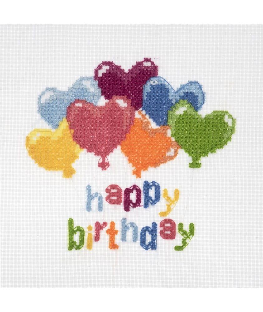 Trimits Mini Cross-Stitch Kit Birthday Balloons 13 x 12 cm