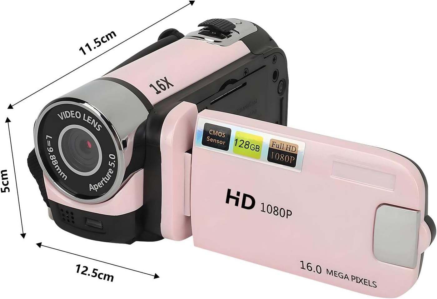 Mjaie 16MP 720P Camcorder Thin Portable for Travel Family Adventures Full Resolution Travel Video Register
