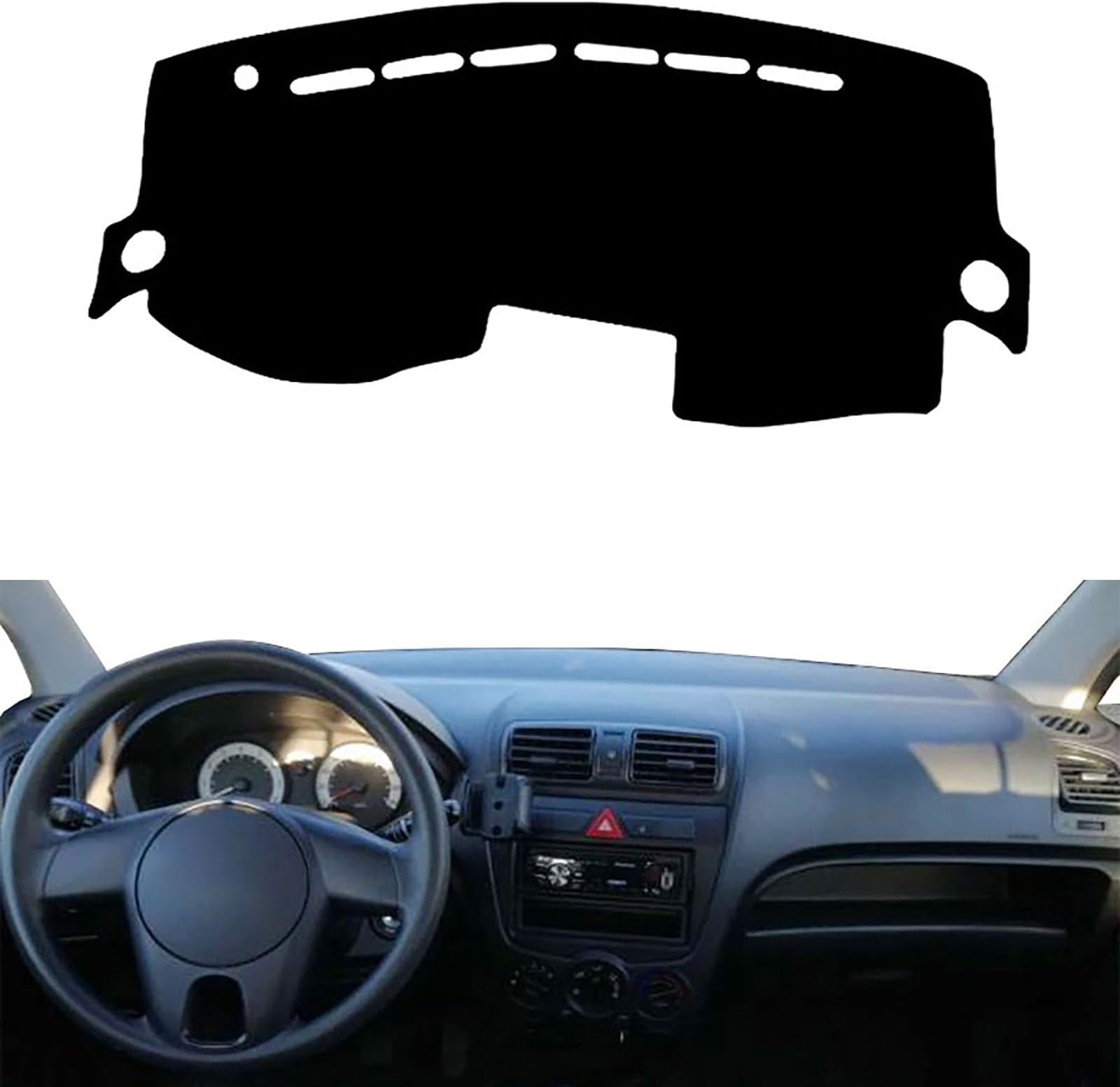 Dash Mat Pad Car Dash Covers Dashboard Cover, Compatible with Kia Picanto Morning SA 2004-2009 2010 2011, Dashboard Mat Sun Protection Carpet Pad, A Left Black