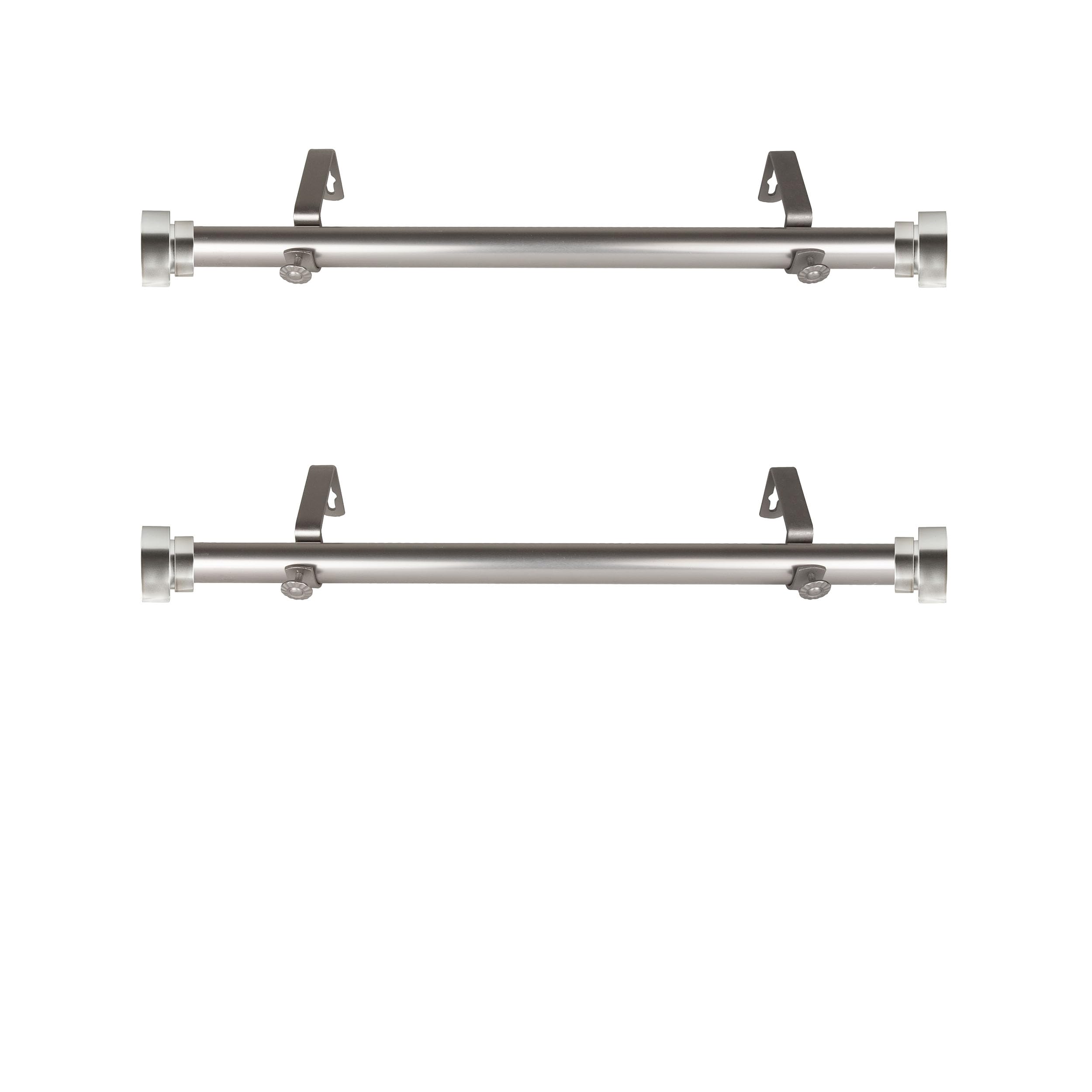 1 inch Side Curtain Rod 12-20 inch (Set of 2) - Satin Nickel