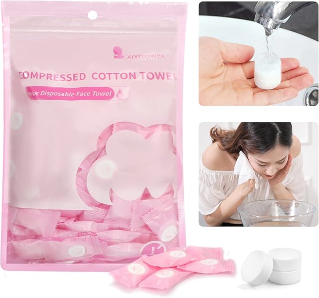 WWW Compressed Towel, Portable Mini Magic Coin Tissues, 100 PCS Disposable Cotton Face Towel for Travel, Camping, Hiking, Sport, Beauty Salon, Home Wiping and Outdoor Activities