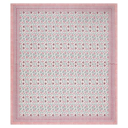 Image of Urban Jaipur 100% Cotton Bedsheet for Double Bed (90 x 108 Inches) | 210 TC King Size Bed Sheet for Double Bed with 2 Pillow Covers | Pure Cotton Jaipuri Bedsheet (Pink)