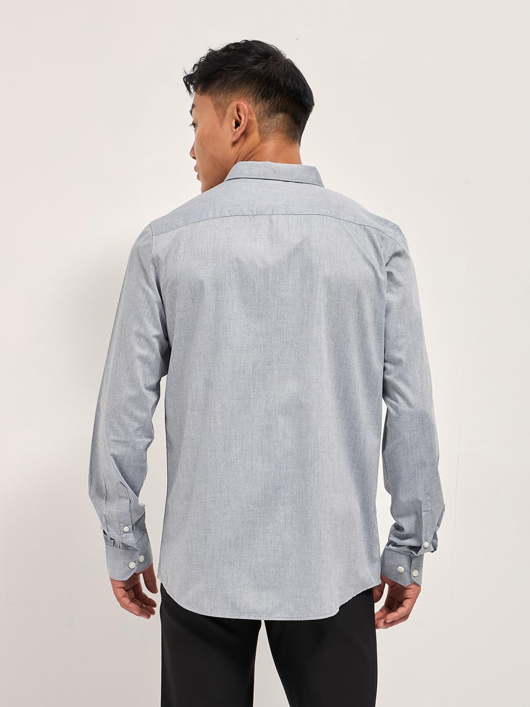 THE BEAR HOUSE Men's Solid Tailored Fit Formal Shirt Grey 1