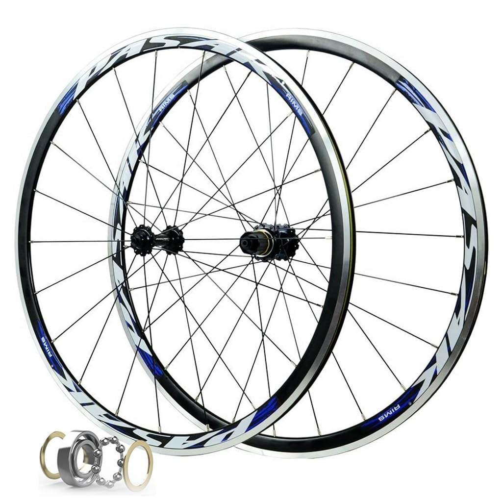 Juego de ruedas de aleación de aluminio para bicicleta de carretera de 30 mm, buje HG con freno C/V, 4 rodamientos sellados, compatible con ruedas de bicicleta de carreras de 700C de 8/9/10/11 veloci