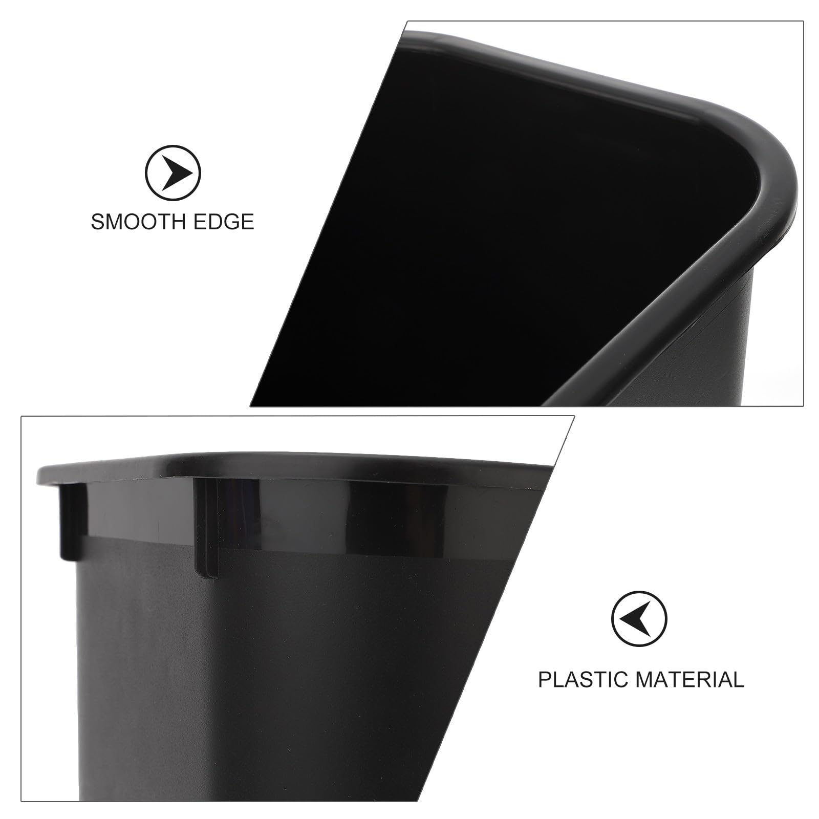 ULTECHNOVO Cubo de Basura Cuadrado Negro de Plástico Resistente para Baño y Armarios Diseño Simple y Larga Durabilidad
