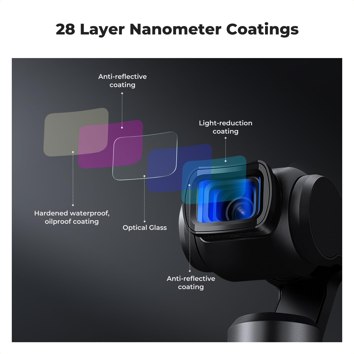 K&F CONCEPT 6-pak filtrów do DJI Osmo Pocket 3, obiektyw makro 10X + obiektyw anamorficzny 1,2 x obiektyw szerokokątny 112° + ND8 + ND32+ ND128, ramka ze stopu magnetycznego ze szkła optycznego