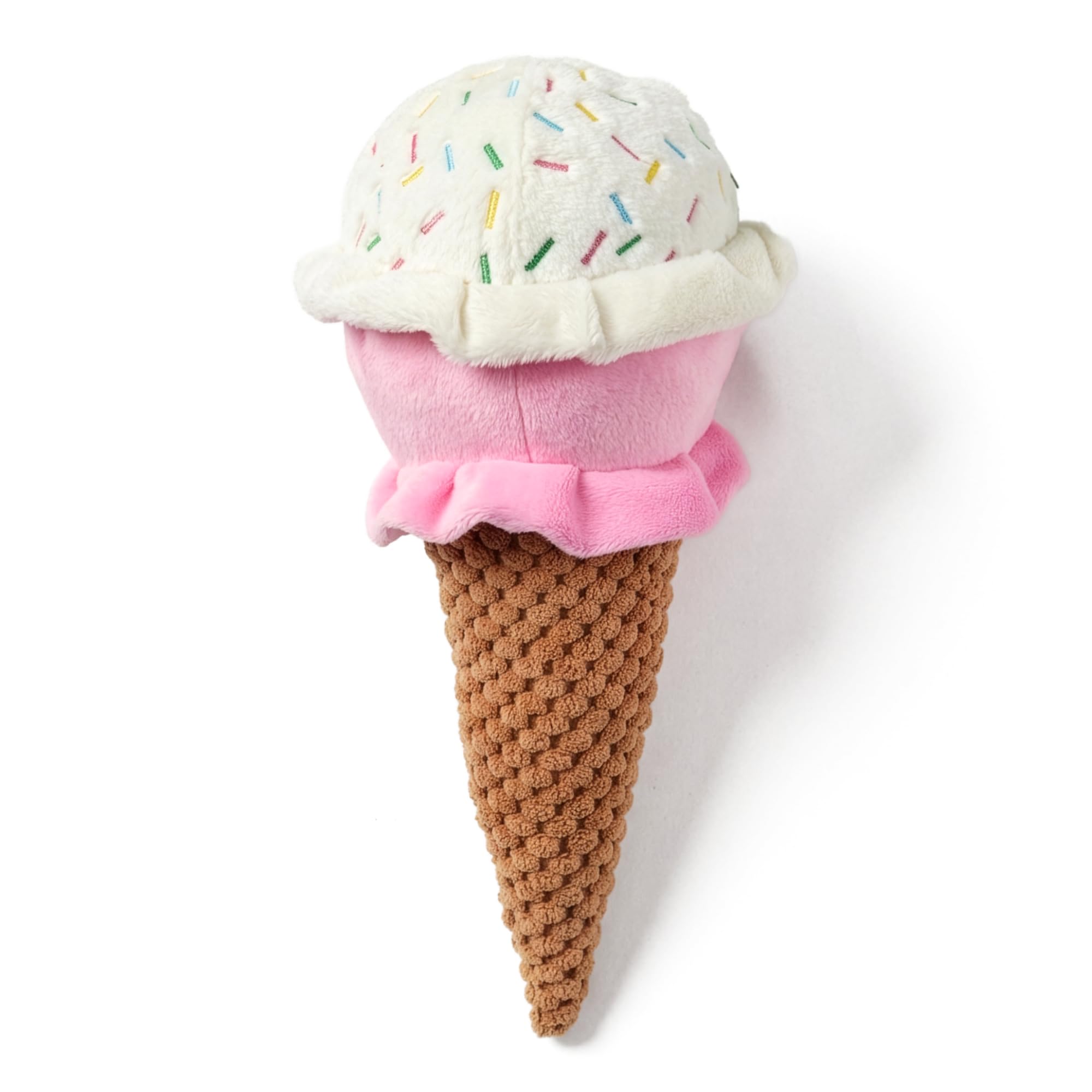 10 Inch Ice Cream Plush Chew Toy, Boredom Buster Dog Toy with Squeaker and Crinkle, Durable Two-Layer Fabric for Teething Puppies, Heavyweight Plush