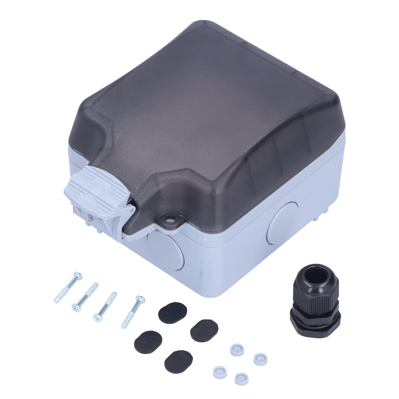 Ragopilen Black Socket, Ip66 Waterproof Outdoor Wall Socket Box 110-250V 15A 3 Holes American Style Keyhole