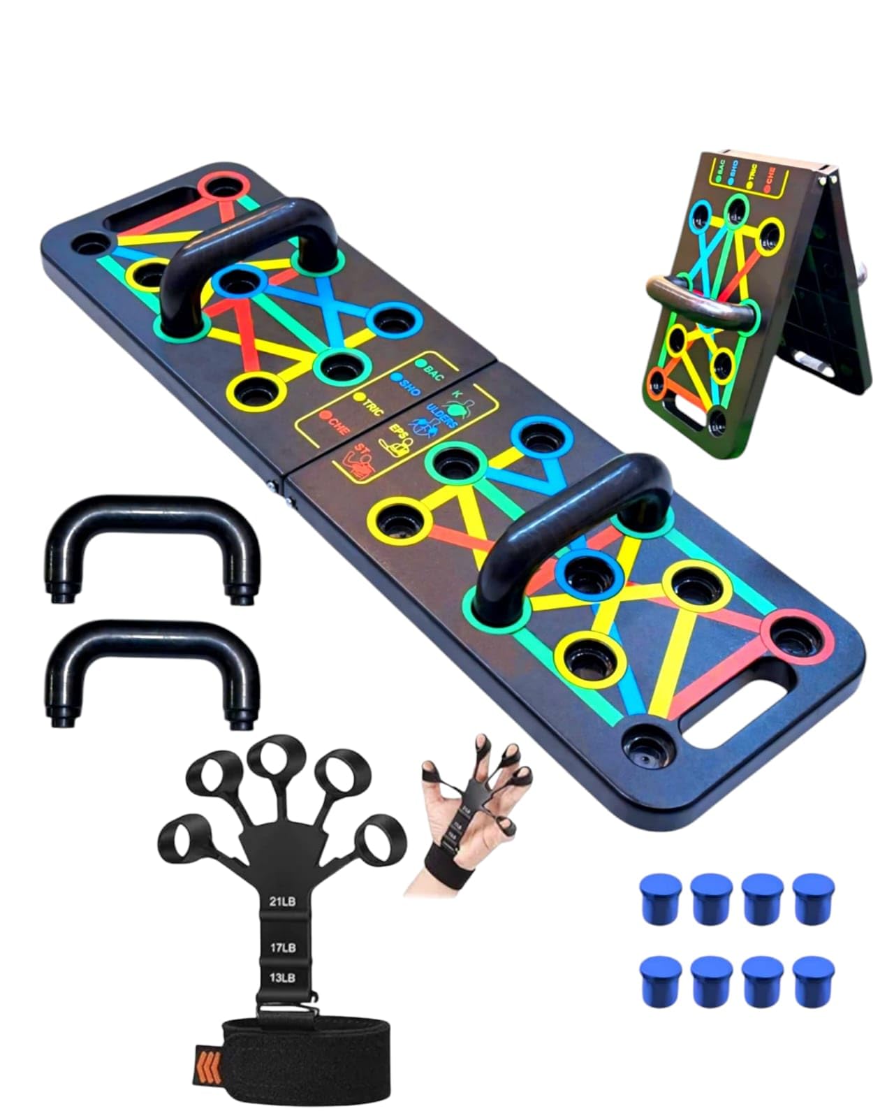 DFF Push Up Board System - 15 in 1 Body Building Exercise Tools, Finger Gripper Combo Pack - Workout Push Up Stands, Training System for Men and Women-picture-20
