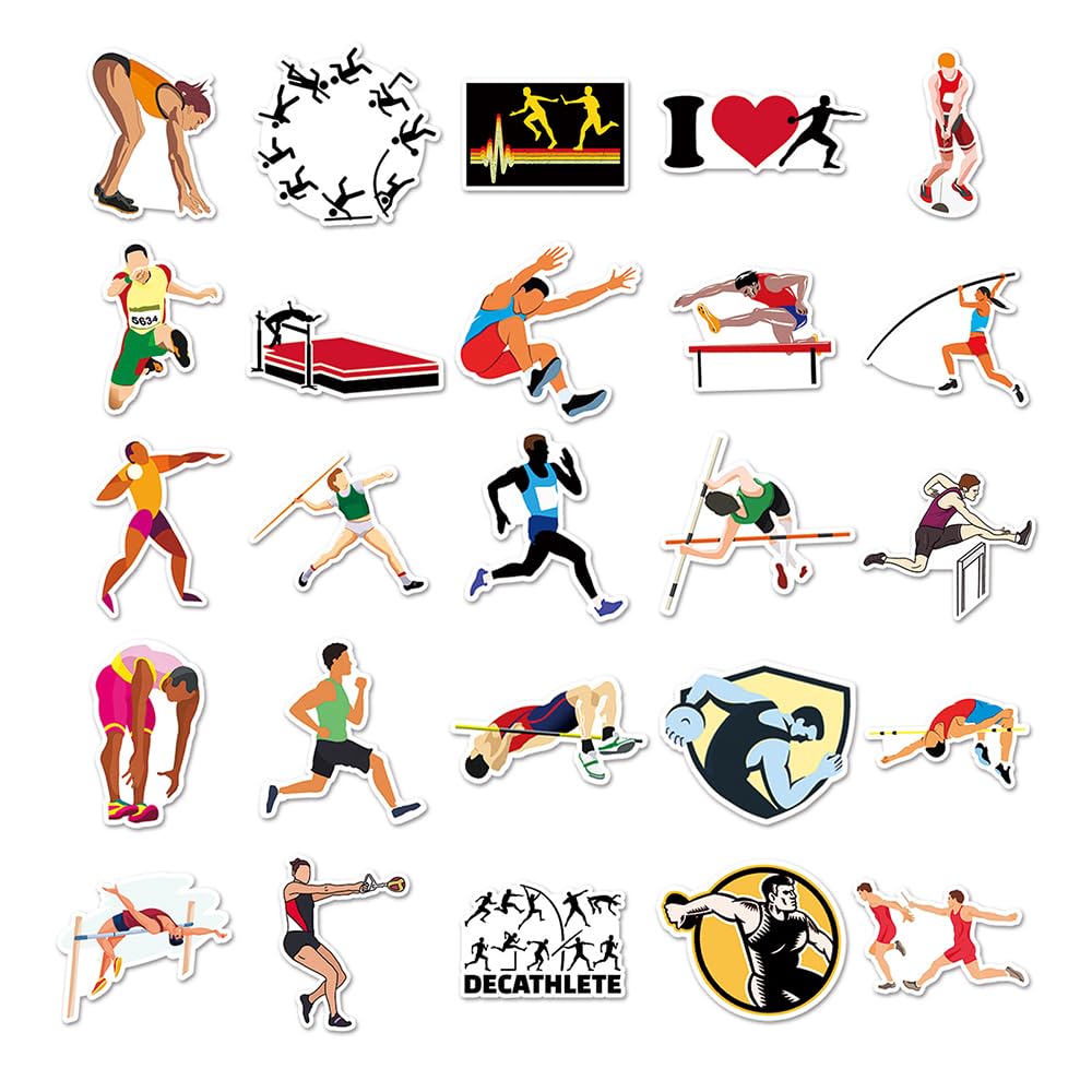 Popular Track & Field Athletics Vinyl Stickers, 50 PCS Waterproof Sports Decals for Laptops Scrapbooking, Journals, Notebooks - Image 3