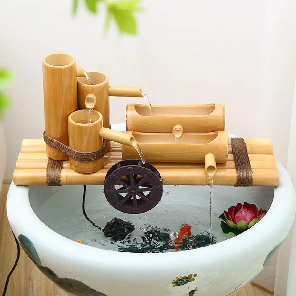 Bamboo Fountain Water Feature Fountain Pump Decor Garden Decoration Waterfall Sculptures Statues Home Decoration Outdoor Garden Feature Arts Crafts Artwork Crafting